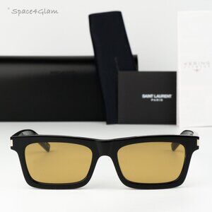 Saint Laurent Men Sunglasses Black Yellow Rectangle SL461 BETTY 008 BRAND NEW